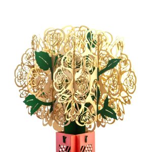 Postal Pop Up Bouquet Rosas Cremes