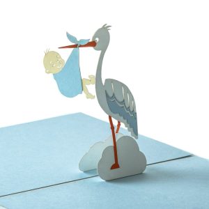 Postal Pop Up Cegonha Azul